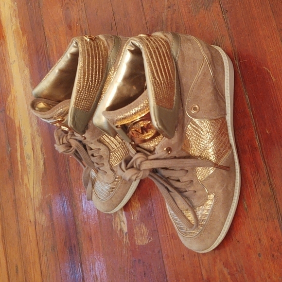 Michael Kors Nikko Wedge High Top Suede Sneakers Sz 8.5 - Picture 5 of 9